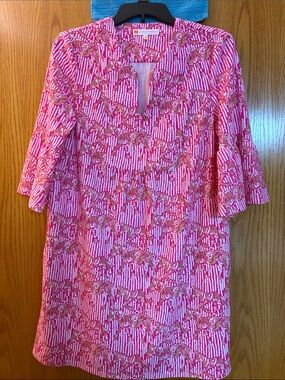 Jude Connally Pink & Gold Hidden Zebra Kerry Dress Small